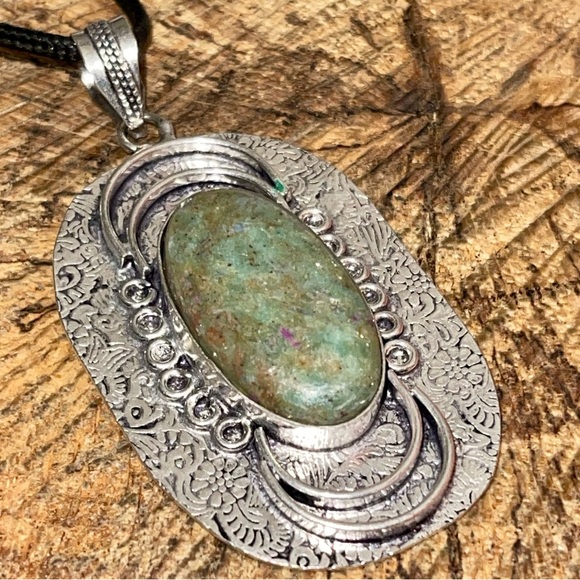 Large Ruby Fuchsite Pendant 2 7/8” - Picture 14 of 16